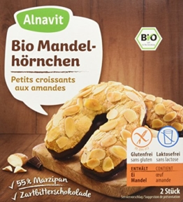 Alnavit Bio Mandelhörnchen Marzipan Gebäck mit Zartbitterschokolade, 150 g - 1