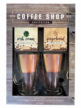 Coffee Shop Collection Irish Cream & Lebkuchen Aromatisierte Mix & 2 Latte Gläser - 1