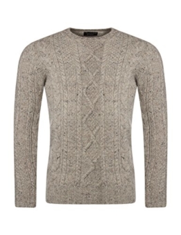 Great & British Knitwear Herren NH700 100% Britische Wolle Aran Kabel schlanke Passform Pullover mit Rundhals-Skiddaw-XXXL - 1