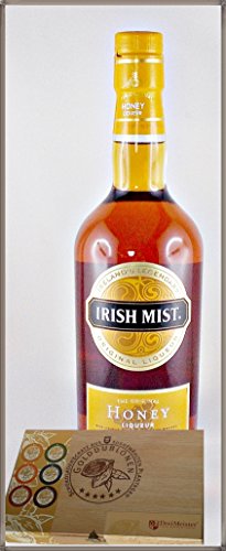 Irish Mist Original Honey Whiskey Liqueur mit 45 DreiMeister Edel Schokoladen im Holzkistchen, kostenloser Versand - 1