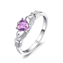 Jewelrypalace Herz 0.5ct Irischer keltischer Claddagh natürlicher Amethyst Birthstone Versprechen-Ring 925 Sterling Silber,Größe 46 to 62 - 1