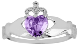 Kleine Schätze - Sterling Silber Claddagh Ring Amethyst - 1