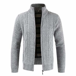 Mantel Sunnyadrain Herren Jacke Reine Farbe Strickwaren Plus Größe Reißverschluss Geschäft Pullover Winter Warm Sweatshirt Top Langarm - 1