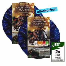 Sainsburys Christmas Pudding Alcohol Free 2x 450g (900g) - English Christmas Pudding - 1