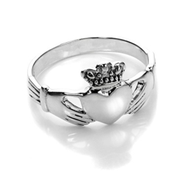 Sterling-Silber Polierter Claddagh Keltischer Herz Ring | Ringgröße: 55 (Innendurchmesser 17,5mm) | Erhältliche Ringgrößen 49 - 63 - 1