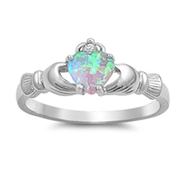 Sterlingsilber Claddagh Ring - Lab Opal - 1