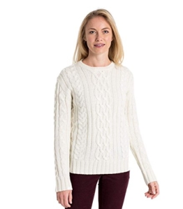 Wool Overs Pullover aus Reiner Wolle mit Aran-Zopfmuster für Damen Cream, XL - 1