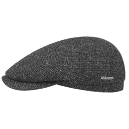 Stetson Belfast Tweed Flatcap Schirmmütze Schiebermütze Wollcap Mütze für Herren - Made in The EU Wintercap mit Schirm, Futter Herbst-Winter - 57 cm anthrazit - 1